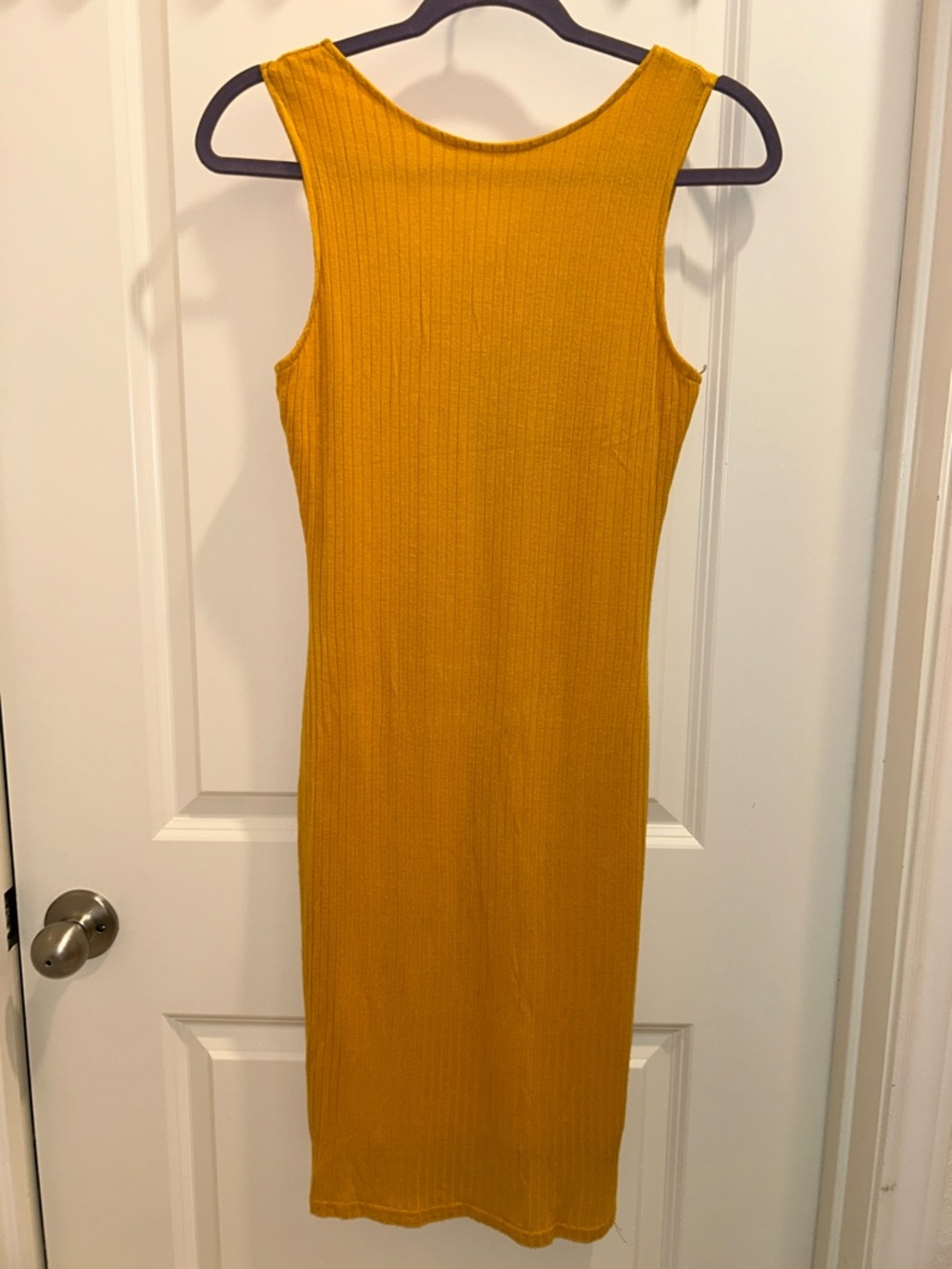 Women’s Ribbed Tank Midi Dress in Mustard